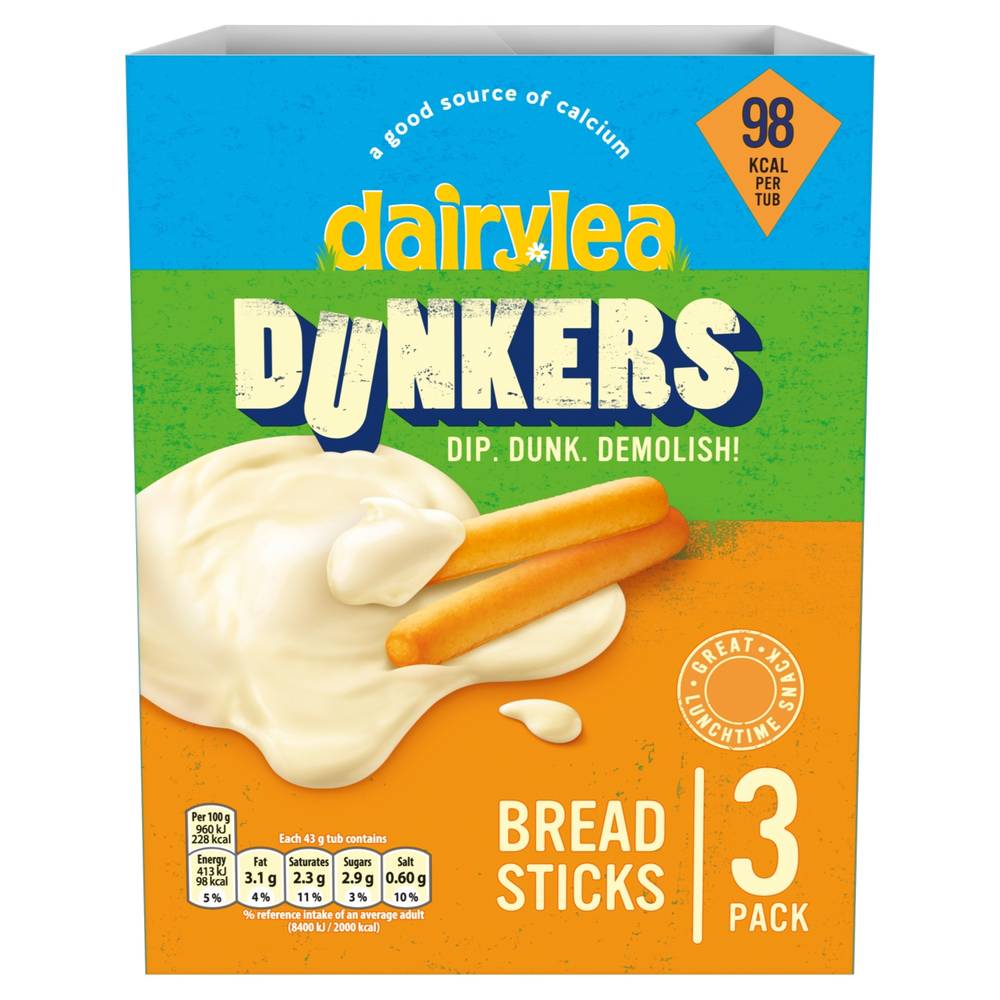 Dairylea Dunkers Bread Sticks Cheese Snacks (3 pack)