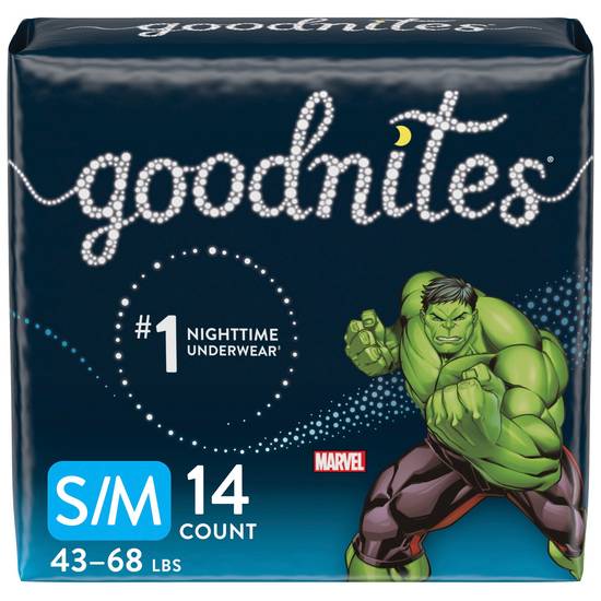 Goodnites Bedtime Bedwetting Underwear, S/M, 14 CT