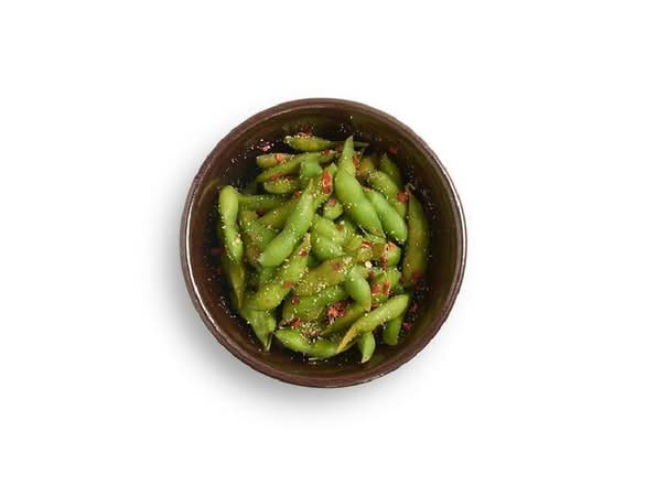 edamame with chilli + garlic salt (vg)