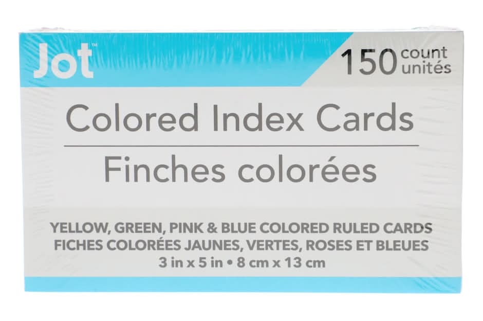 Jot Colored Ruled Index Cards, 3x5 in, Assorted (150 ct)