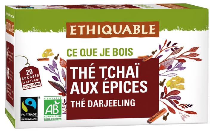 Ethiquable - Thé aux épices darjeeling (20 pièces, 36 g)