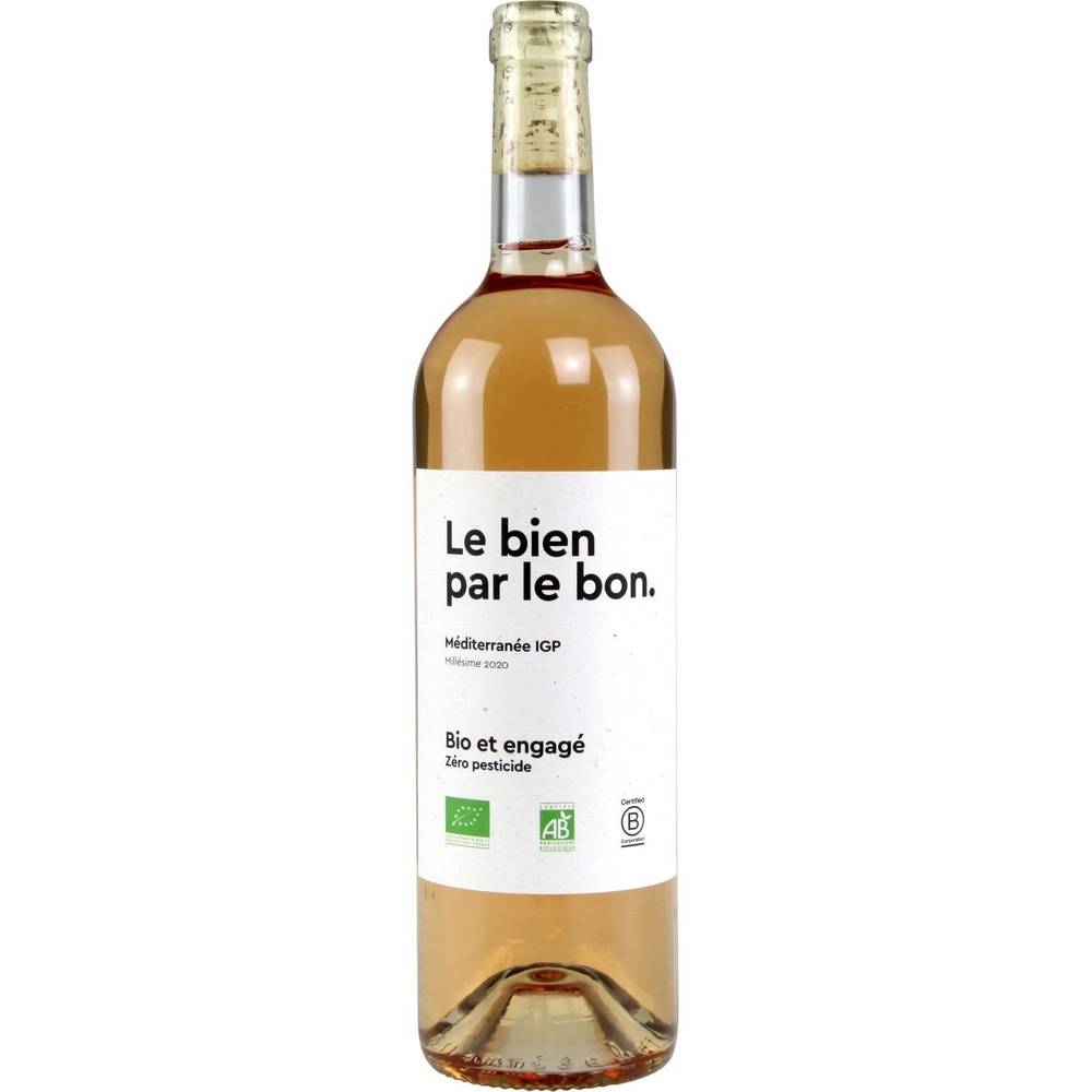 Le Bien Par Le Bon - Vin rosé bio de pays méditerranée (750 ml)