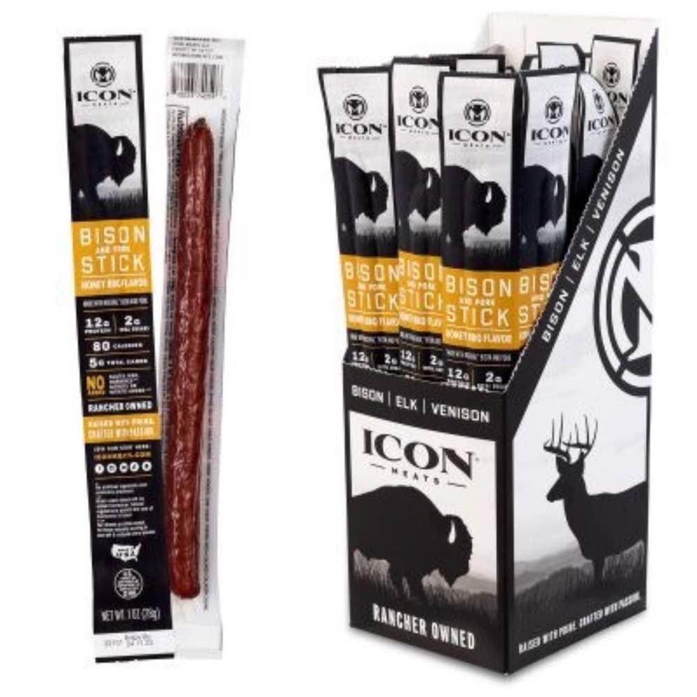 Icon Meats Bison & Pork Honey Bbq Sticks 1 Oz Pouch