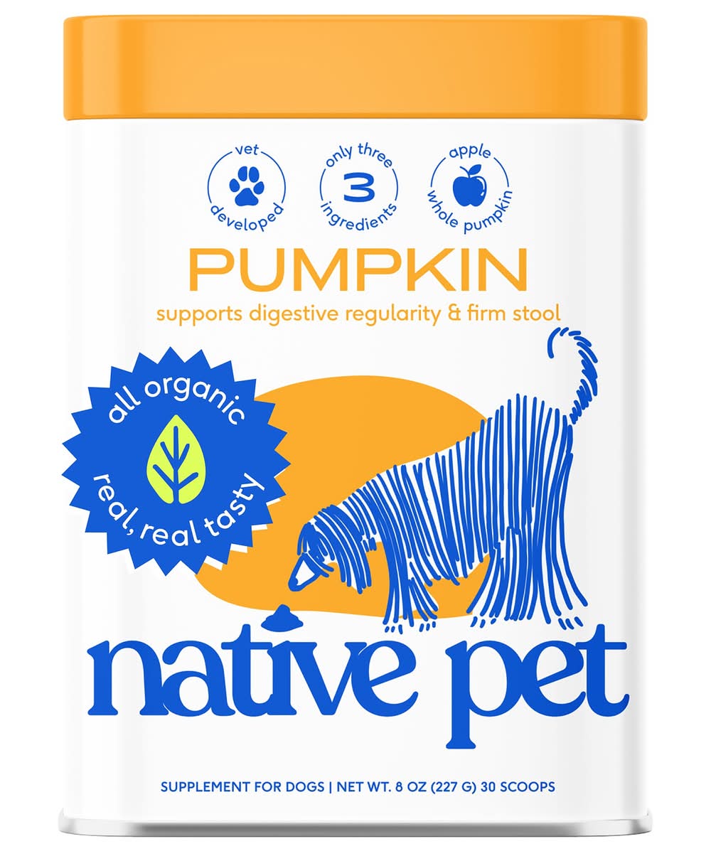Native Pet Organic Pumpkin Fiber Powder Digestive Supplement for Dogs (Size: 8 Oz)