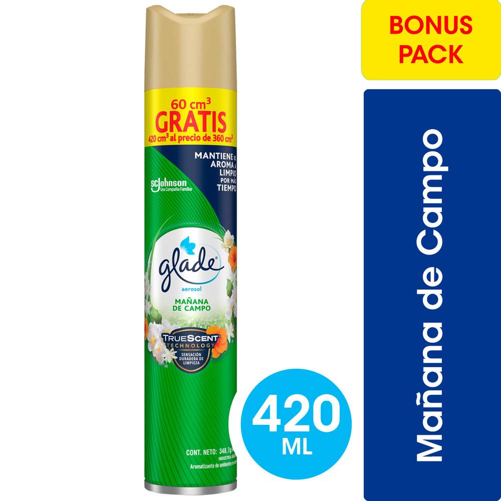 Glade desodorante ambiental aerosol mañana de campo (spray 420 ml)