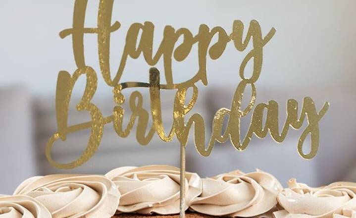 Cake Topper Happy Birthday Dorado