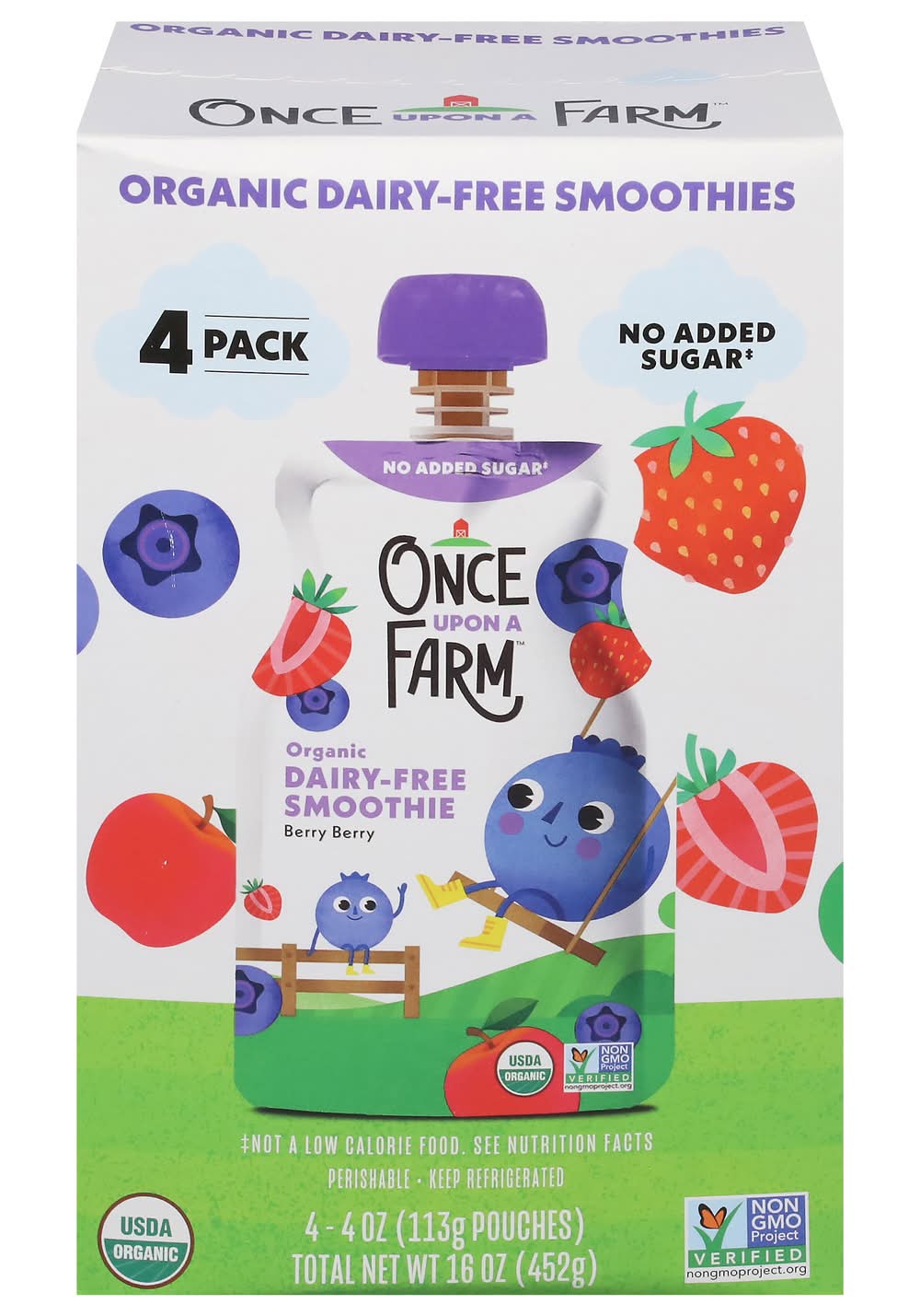 Once Upon a Farm Organic Dairy-Free Smoothie, Berry Berry (4 x 4 oz)