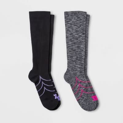 All In Motion Compression Knee High Athletic Socks, 4-10, Gray-Black (2 ct)