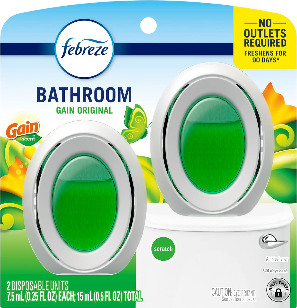 Febreze Small Spaces Air Freshener, Gain Original (0.25 fl oz, 2 ct)