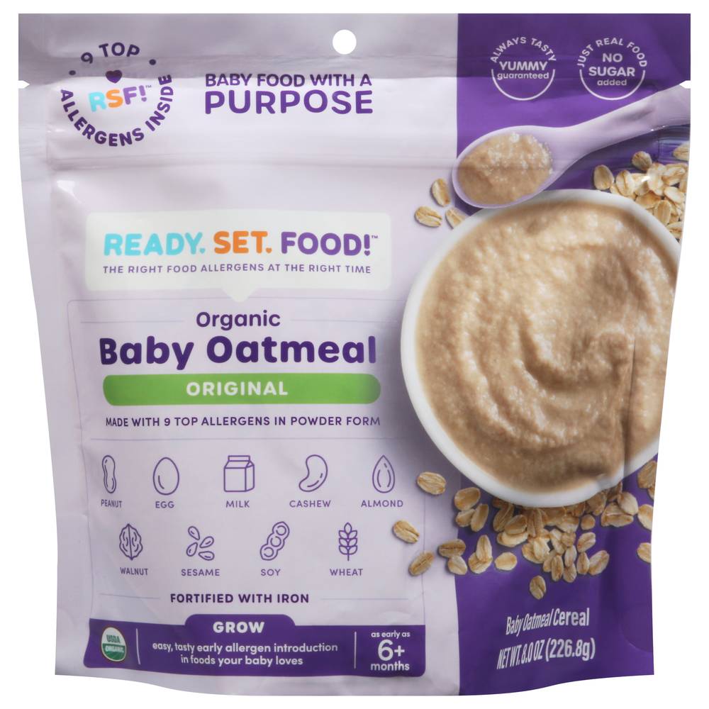 Ready, Set, Food! Organic Original Baby Oatmeal Cereal 6+ Months (8 oz)