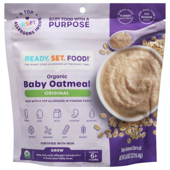 Ready, Set, Food! Organic Original Baby Oatmeal Cereal 6+ Months