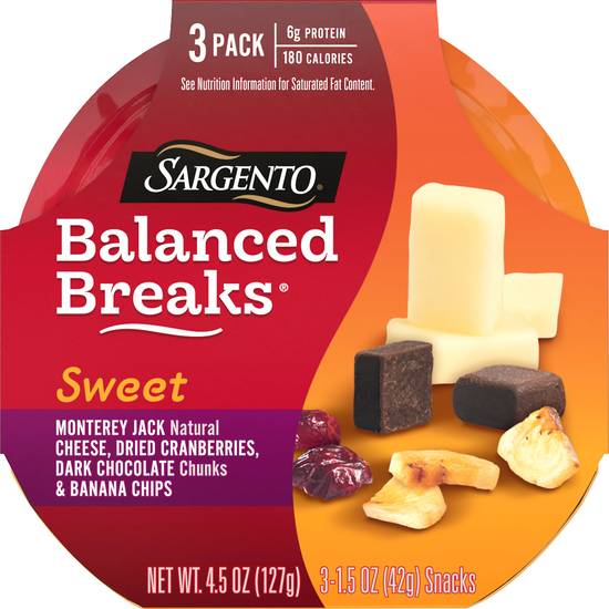 Sargento Sweet Monterey Jack, Cranberries, Chocolate, Chips Balanced Breaks (3 ct)