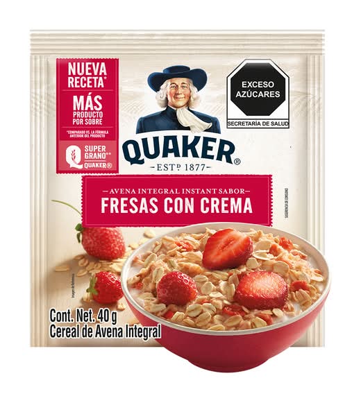Quaker · Avena instantánea sabor fresas con crema (35 g)