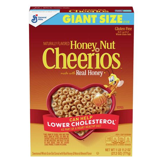 Cheerios Gulten Free Honey Nut Cereal Whole Grain Giant Size