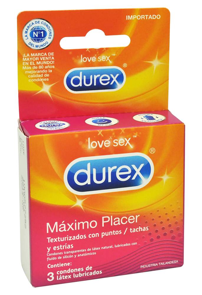 Durex PRESERVATIVOS MAXIMO PLACER CAJ*3
