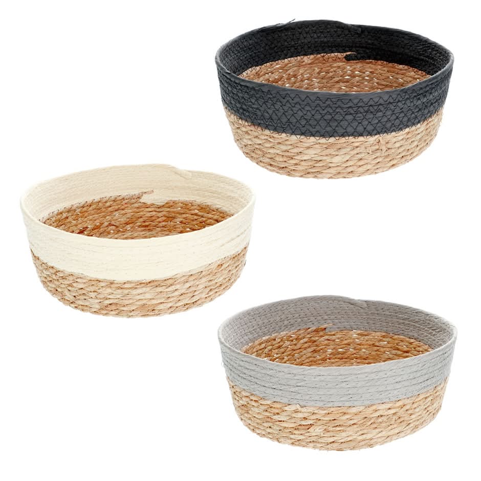 Woven Straw Round Baskets, 11.8x11.8 in, Assorted (3 ct)