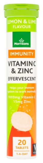 Morrisons Lemon-Lime, Immunity Vitamin C & Zinc Effervescent (20 pack)