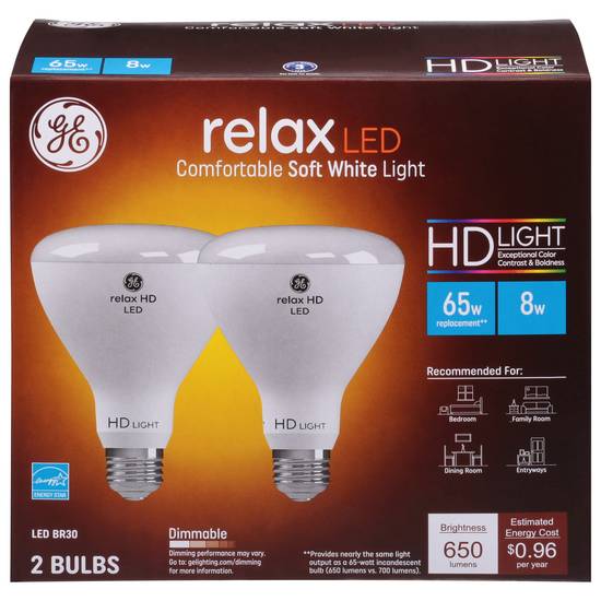 General Electric 8 Watts Soft White Relax Led Light Bulbs (2 ct)
