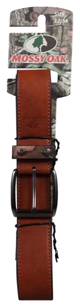 Mossy Oak Leather Belt Camouflage, 32-34, Brown