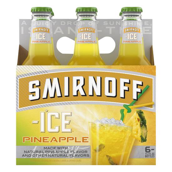 Smirnoff Ice Pineapple Malt Drink Beer (6 ct, 11.2 fl oz)