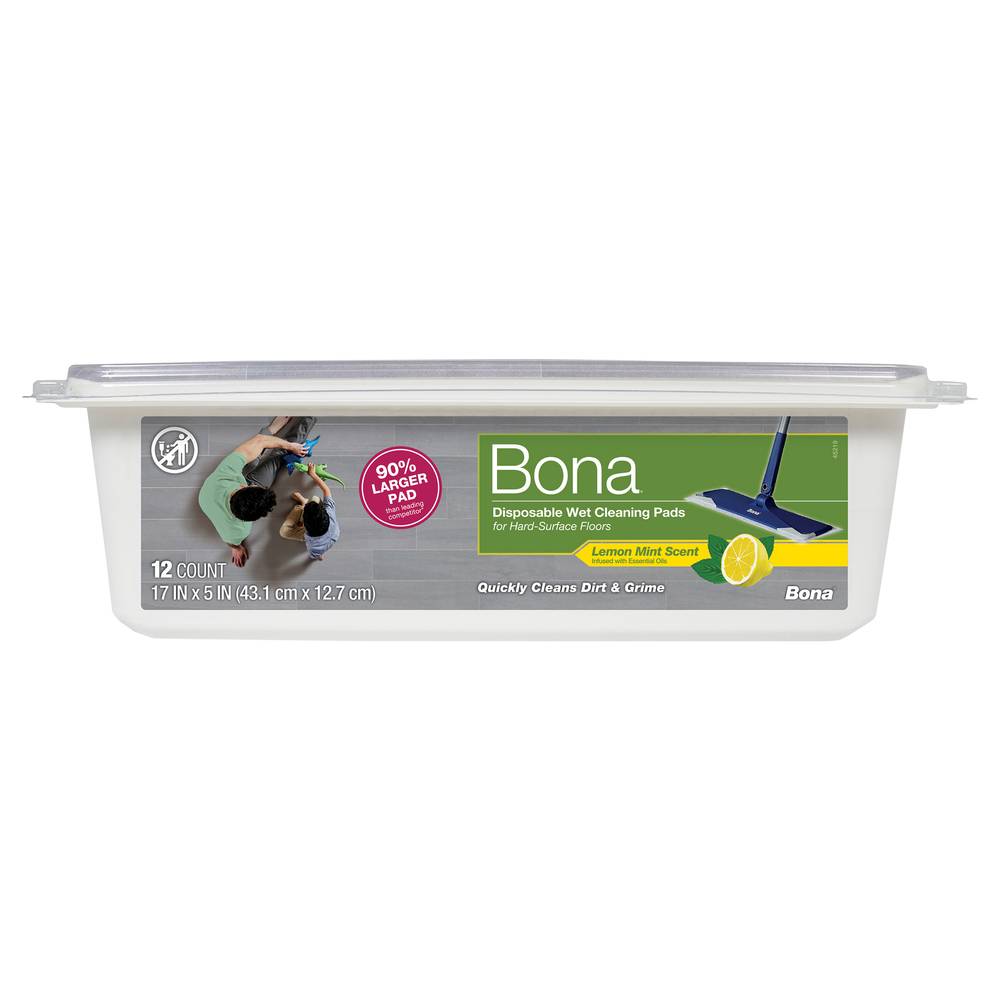 Bona Disposable Lemon Mint Scent Wet Cleaning Pads