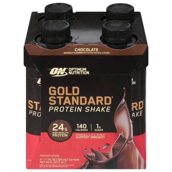 Optimum Nutrition Gold Standard Chocolate Protein Shake (4 ct, 11 fl oz)