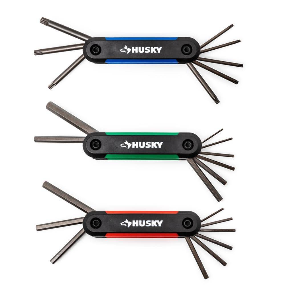 Husky Sae/Metric Folding Hex Key Set With Bonus Torx Set (3-Piece)