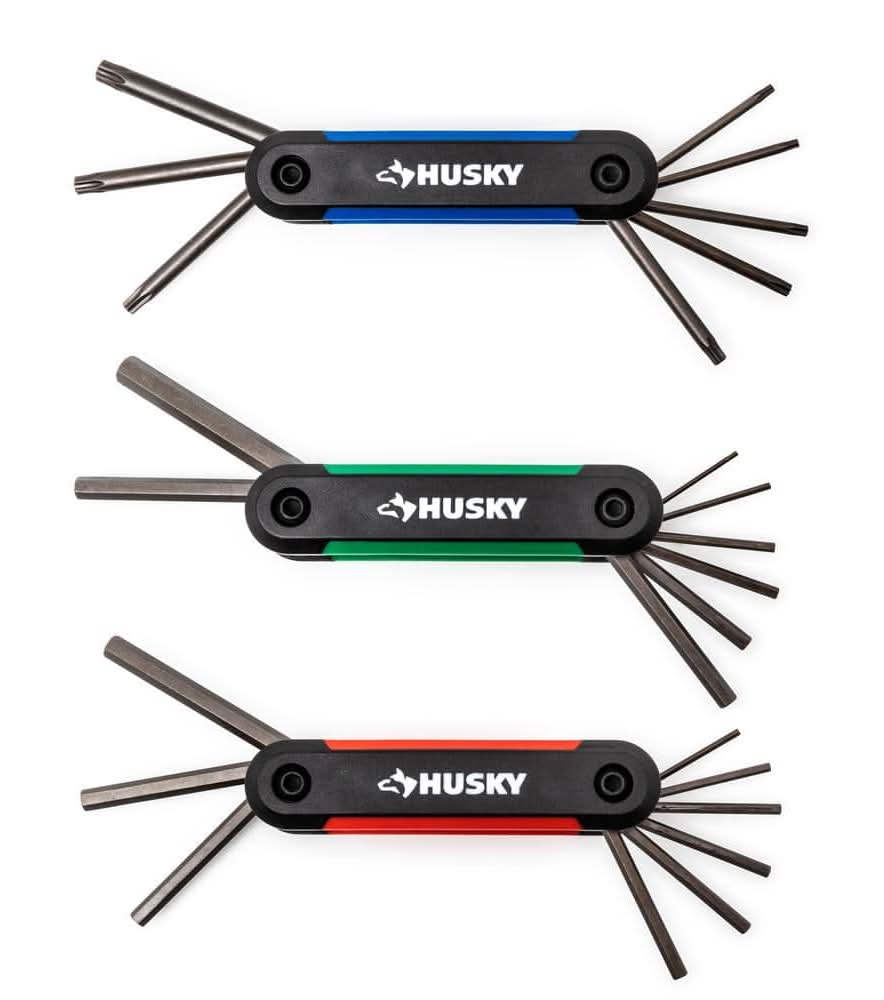 Husky Folding Hex Key Set (9-Piece Sae, 8-Piece Mm, 8-Piece Torx