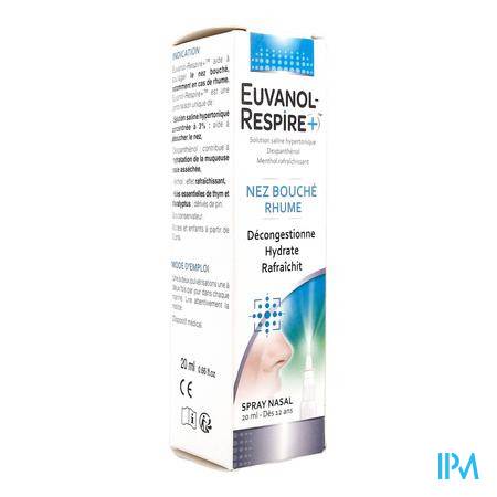Euvanol Respire+ Nez Bouche Rhume Spray Nasal 20ml Orl - identique - Vos références santé à petit prix