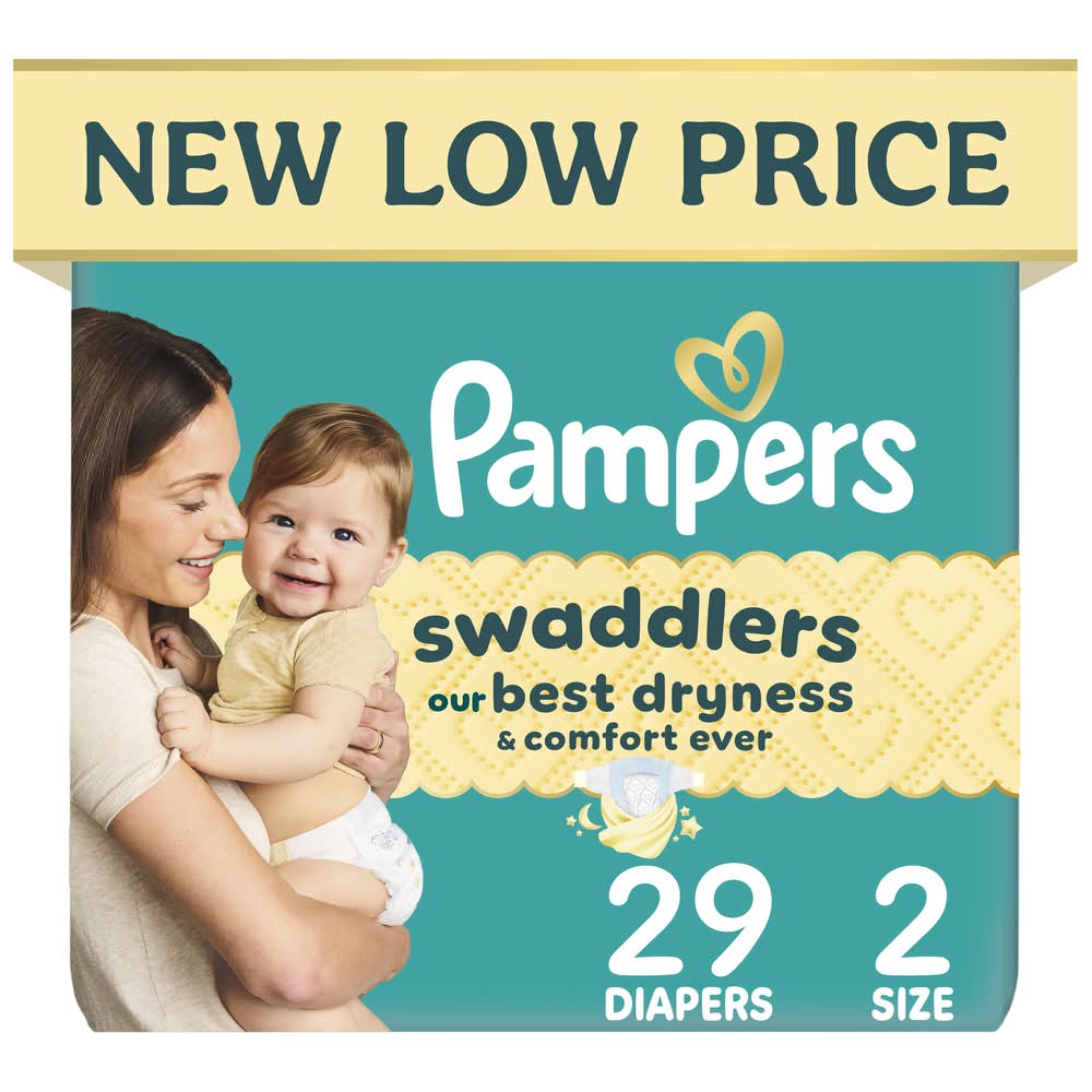 Pampers Swaddlers 100% Leakproof Skin Protection Diaper Couches, 2, White (29 ct)