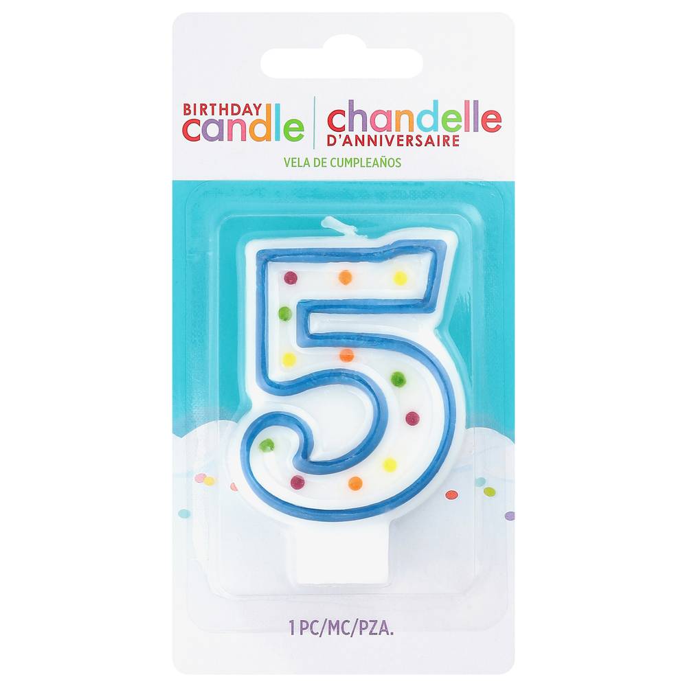 Party City Blue Outline Number 5 Birthday Candle