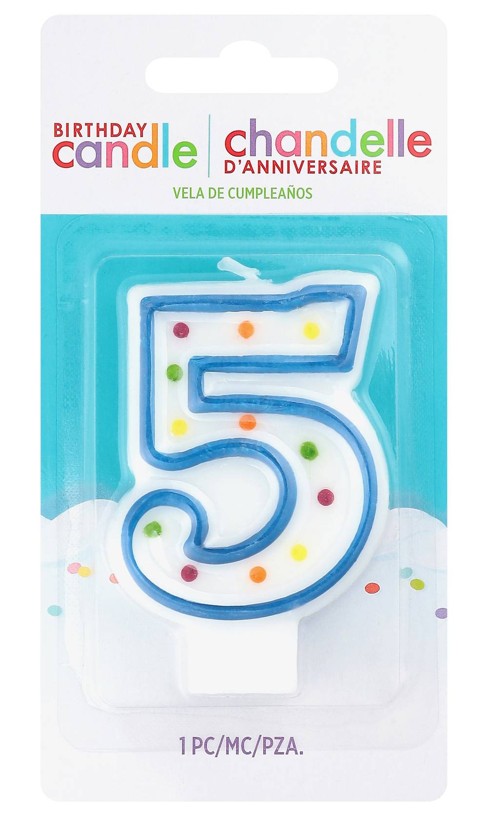 Party City Blue Outline Number 5 Birthday Candle
