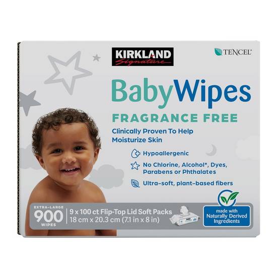 Kirkland Signature Fragrance Free Baby Wipes (900 ct)