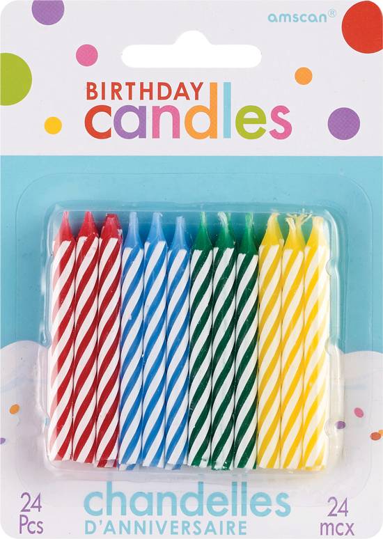 Amscan Birthday Candles, 24 ct, Assorted Colors