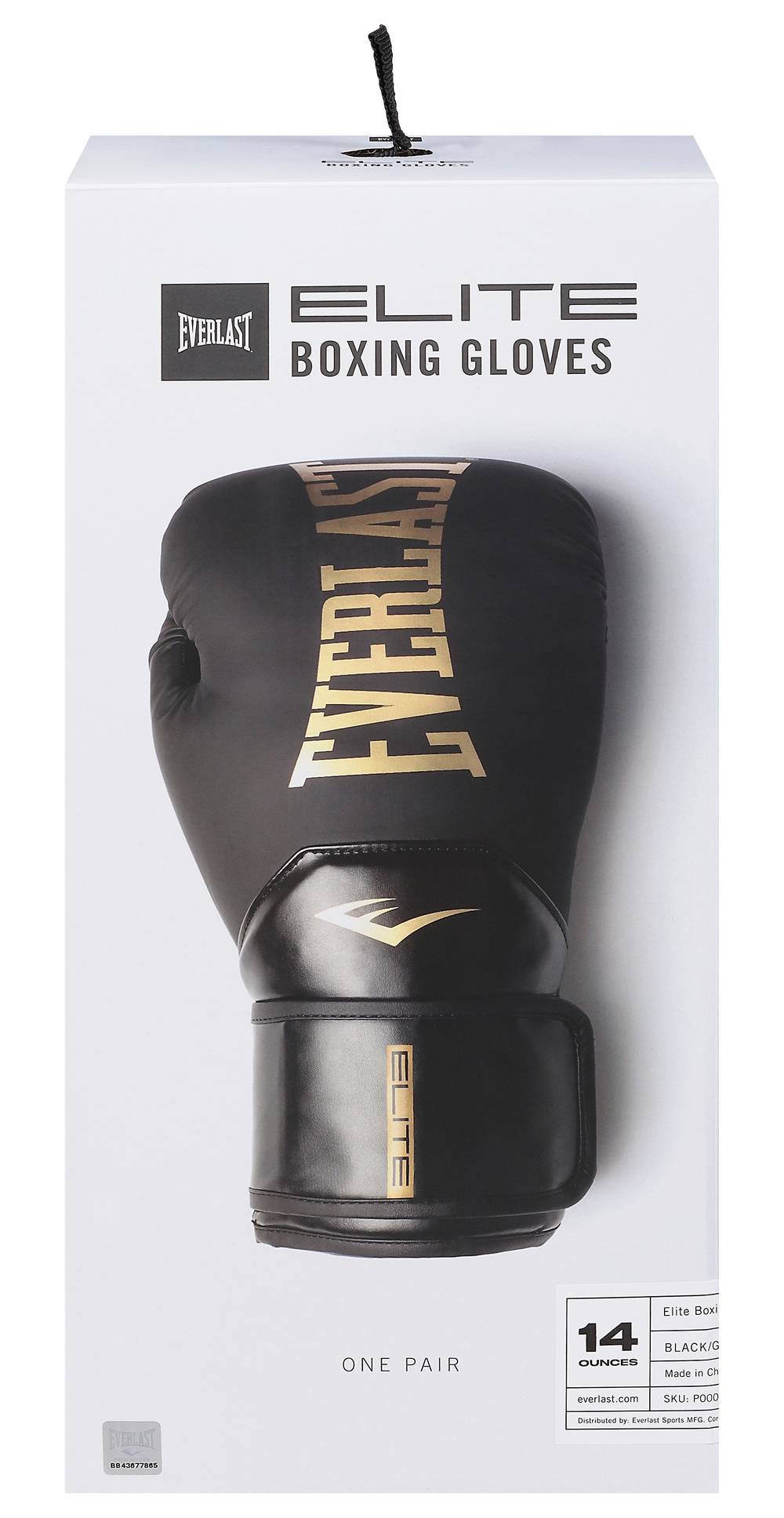 Everlast Black/Gold Elite Boxing Gloves, Black