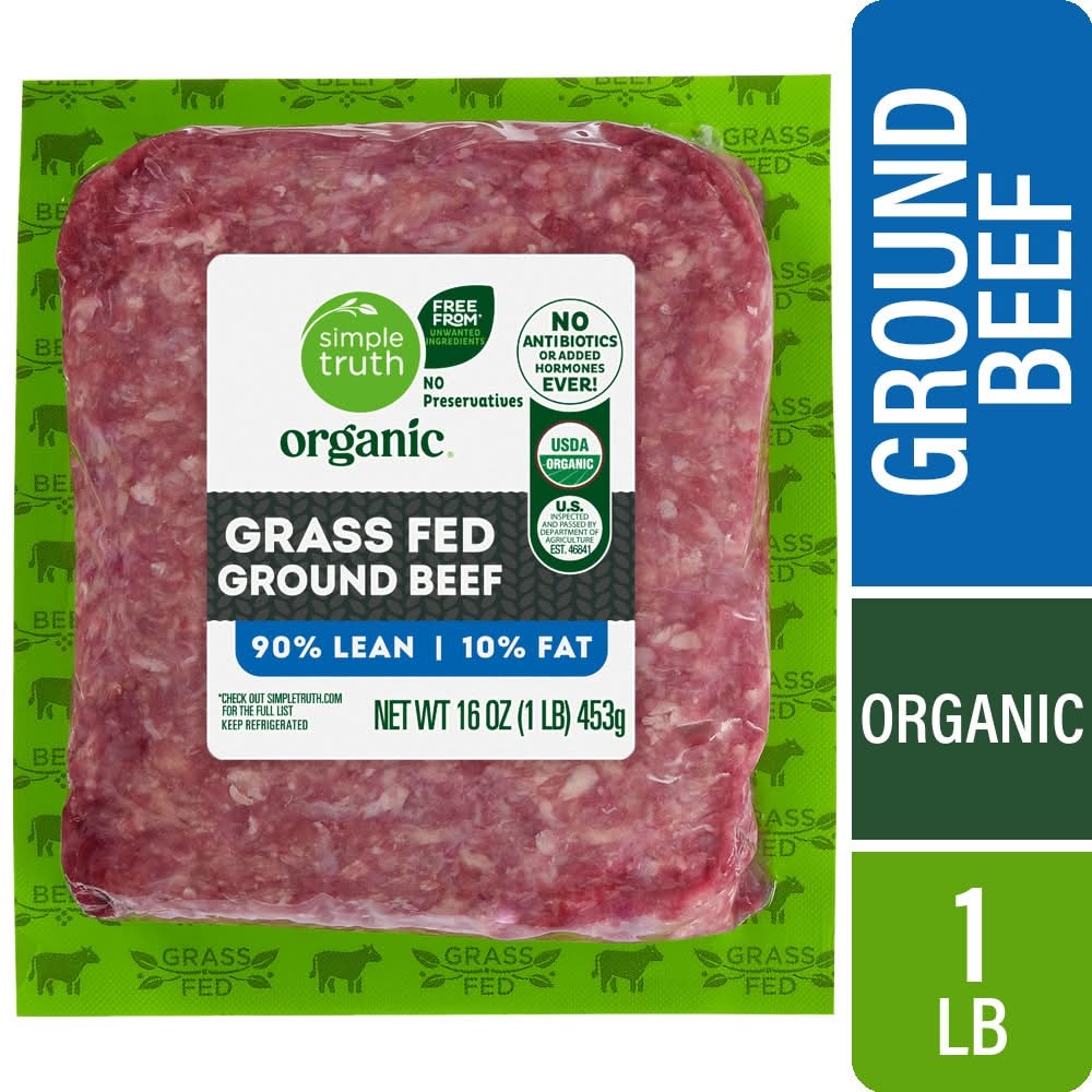 Simple Truth Organic® 90/10 Grass Fed Ground Beef Pack 1 LB