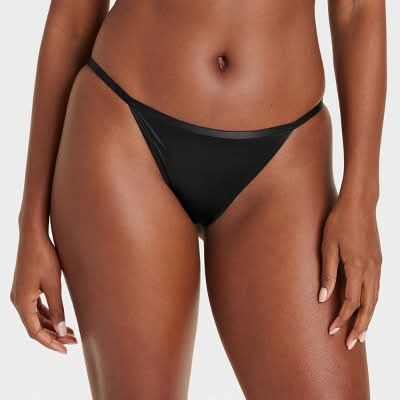 Auden Satin Cheeky Underwear, Women, L, Black