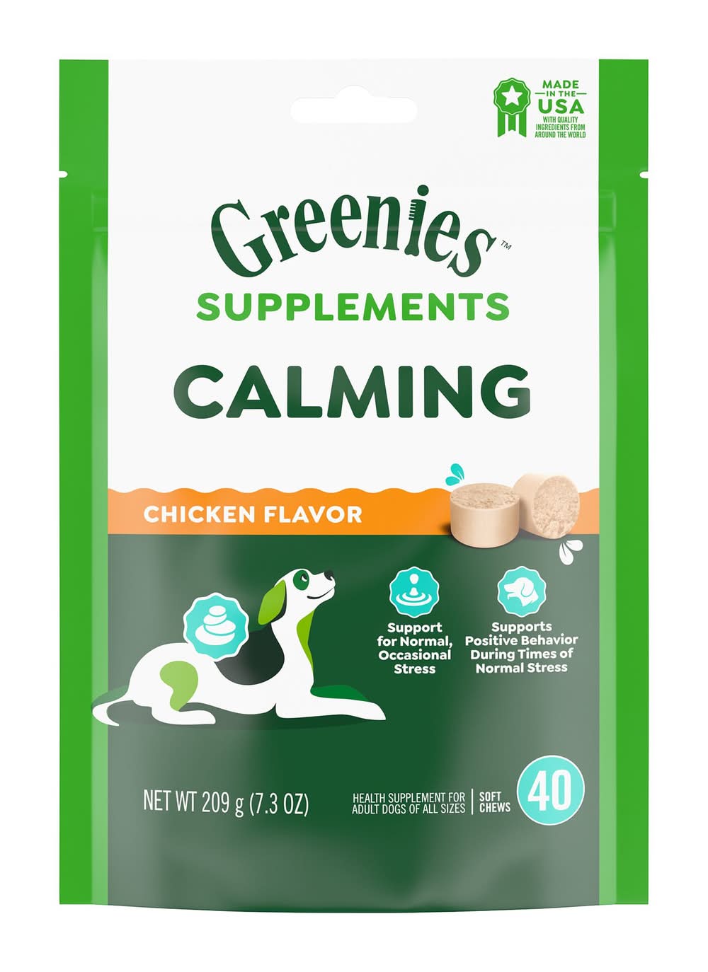 Greenies Dog Calming Soft Chews, Stress & Anxiety Support, Chicken Flavor, 40 & 80 CT
