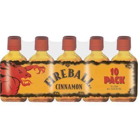 Fireball Cinnamon Whiskey, 50ml Plastic Bottles, 10 Count, 66 Proof