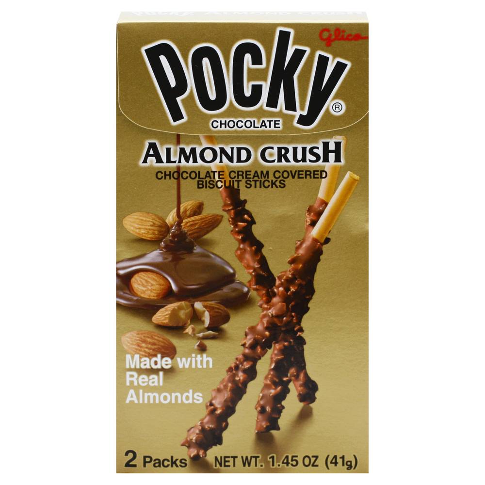 Pocky Almond Crush Chocolate Cream Covered Biscuit Sticks (2 x 1.45 oz)