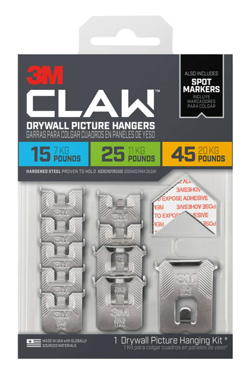 3M CLAW Drywall Picture Hangers 10 -Pack Stainless Steel Hanging Storage/Utility hook ( 45-lb Capacity)