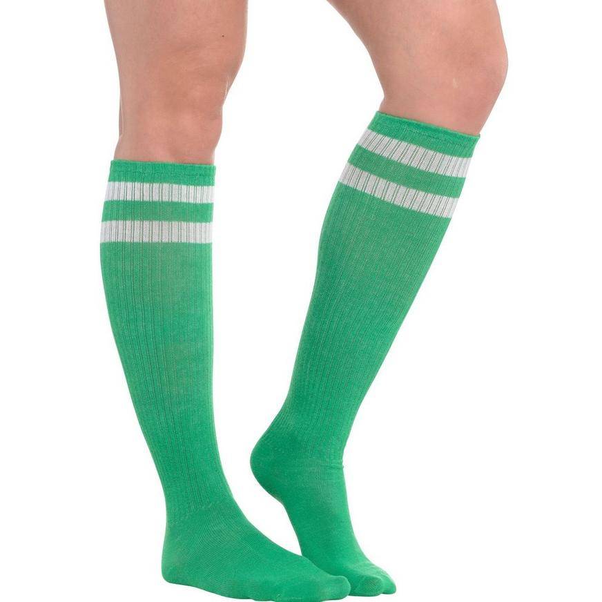 Party City Stripe Athletic Knee-High Socks (green)
