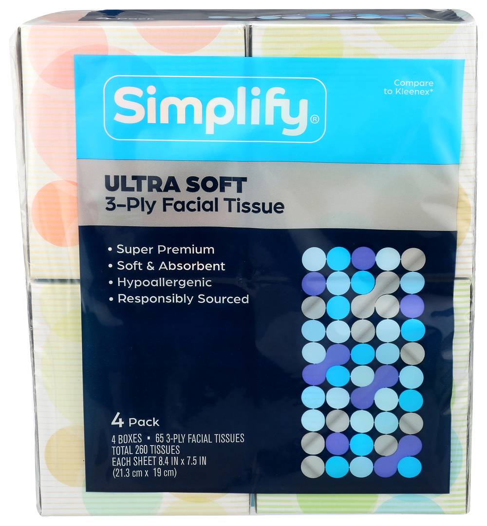 Simplify Ultra Soft 3-play Facial Tissue (4 ct)