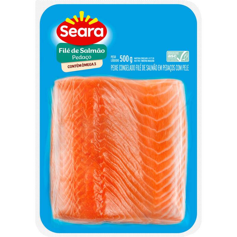 Seara filé de salmão congelado em pedaços com pele