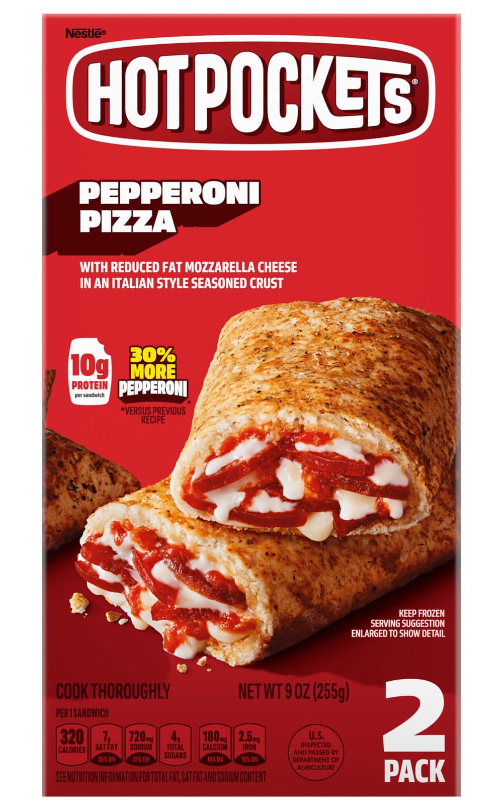 Hot Pockets Italian Style Seasoned Crust Sandwiches, Pepperoni Pizza (9 oz, 2 ct)