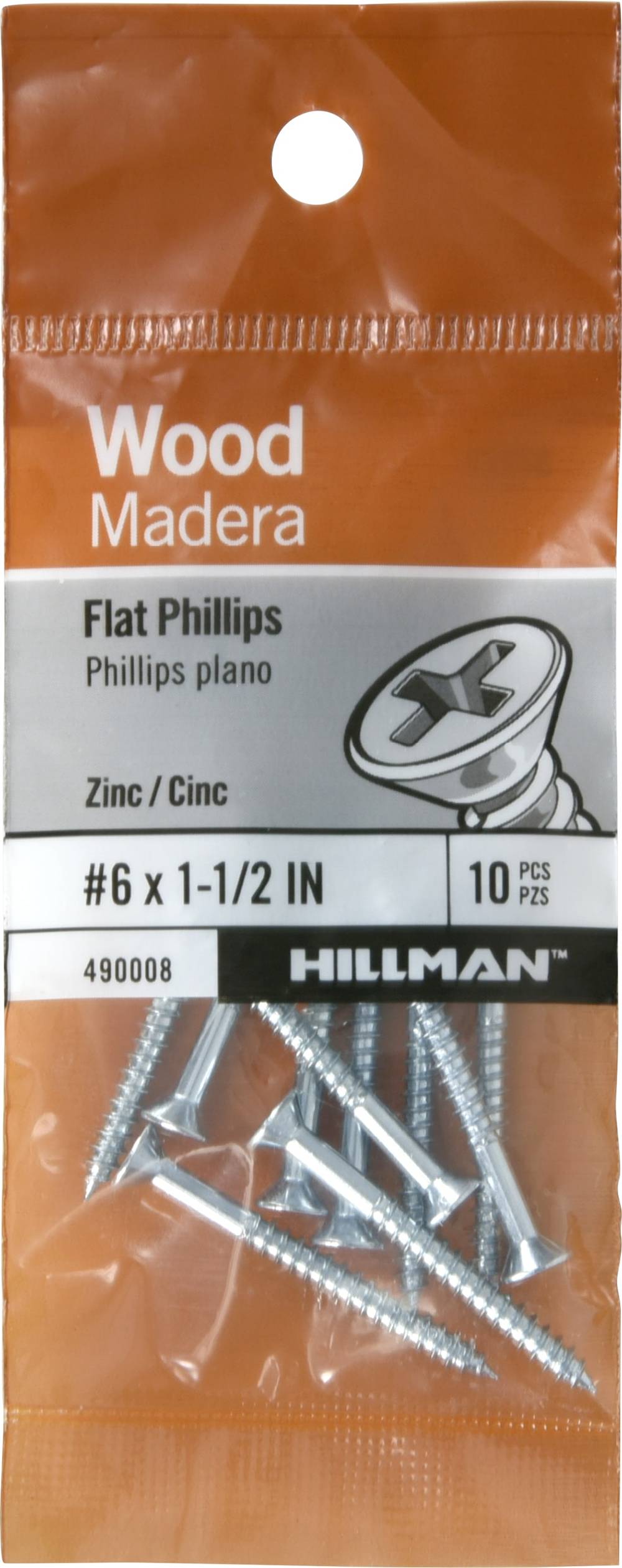 Hillman #6 x 1-1/2-in Zinc-plated Interior Wood screws ( 10 -Per Box ) | 490008