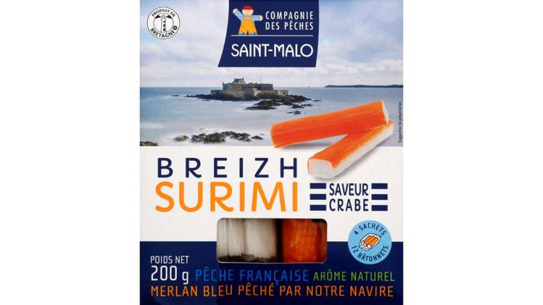 Compagnie des Pêches Le Breizh surimi saveur crabe Les 12 bâtonnets, 200g
