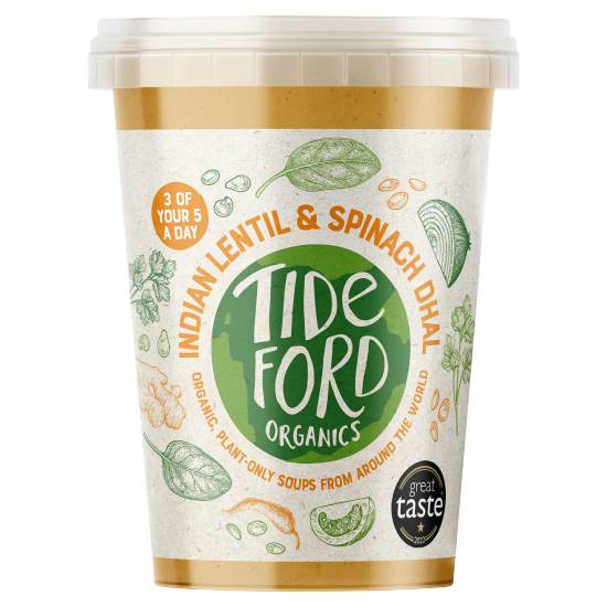 Tideford Organics Cumin, Chilli & a Pinch Of Black Pepper, Indian Lentil & Spinach Dhal Soup (560g)