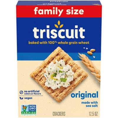 Triscuit Original Whole Grain Wheat Crackers Vegan Crackers Family Size - 12.5 Oz