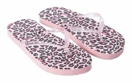 Juniors Printed Flip Flops Medium Pink Leopard